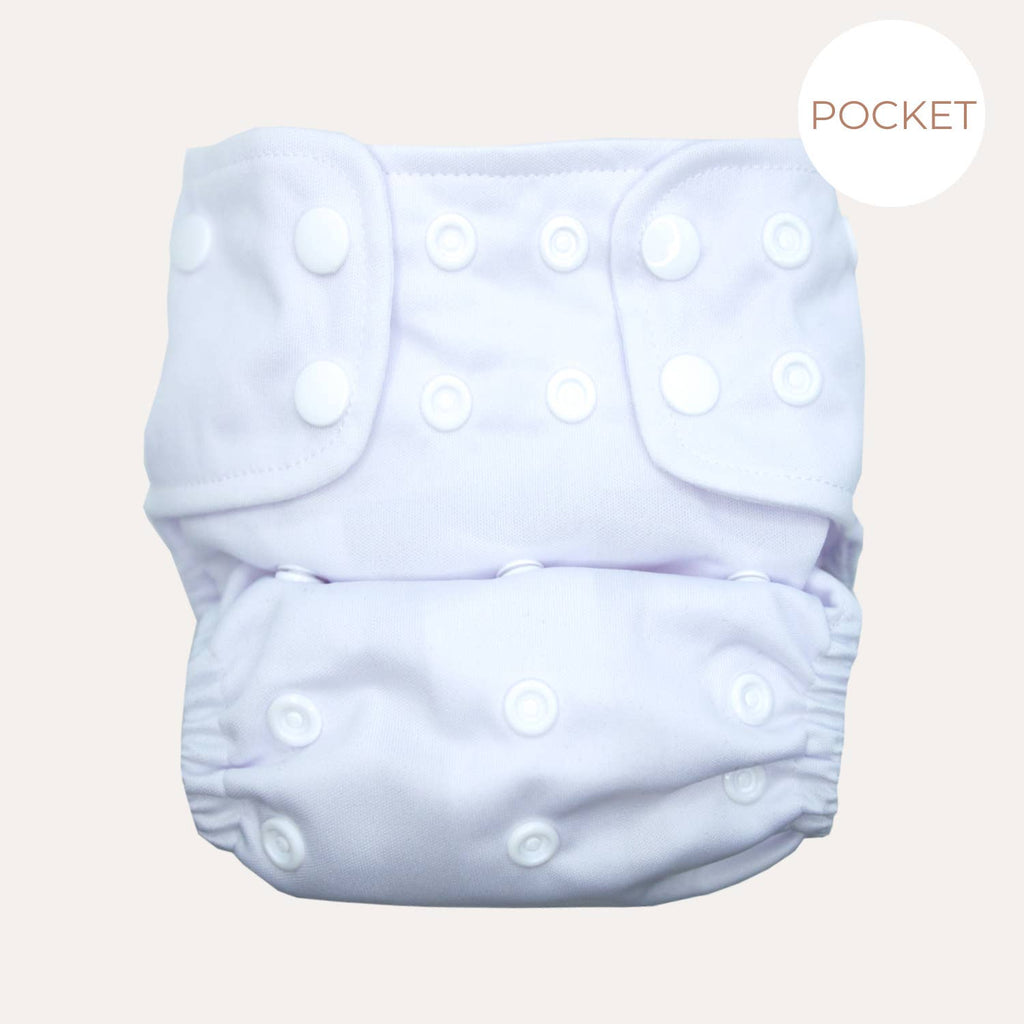 Lighthouse Kids Company | Cloth Diapers | Cloth Nappy - Signature Pocket Cloth Diaper - Star Bright (White)