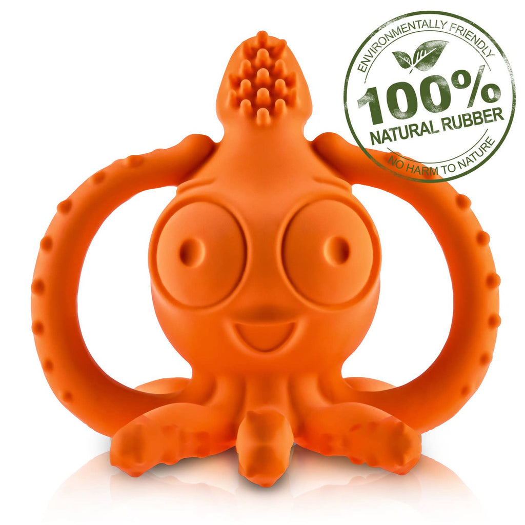 CaaOcho - Sqwiddle the Squid Teething Toothbrush - 100% Pure Rubber