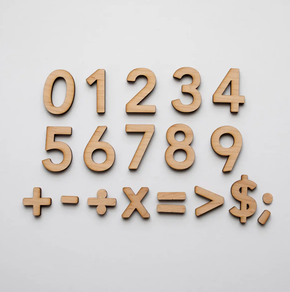 Gladfolk - Wooden Number Set • Numerals & Math Equation Signs, Maple