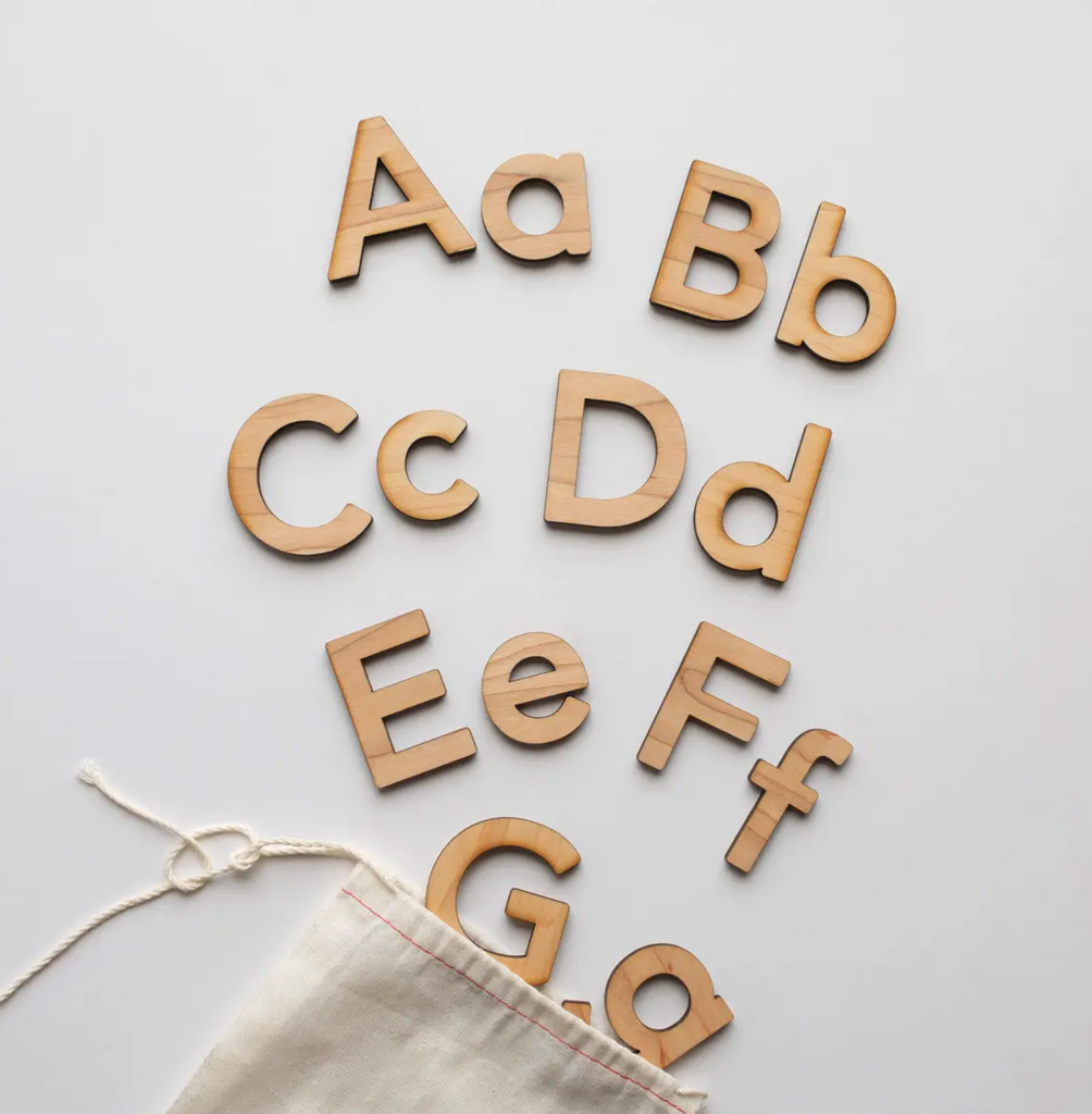 Gladfolk - Wooden Alphabet Set • Montessori Movable Alphabet Set, Maple